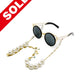 Elegant Gold and Pearl Sunglasses Stainless Steel Chain for Women