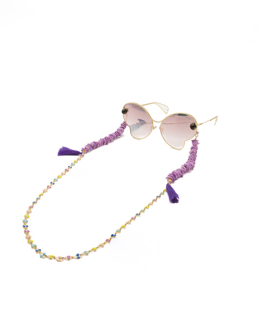 Vibrant Stainless Steel Eyewear Chain with Luxe Purple Embellishments for Women