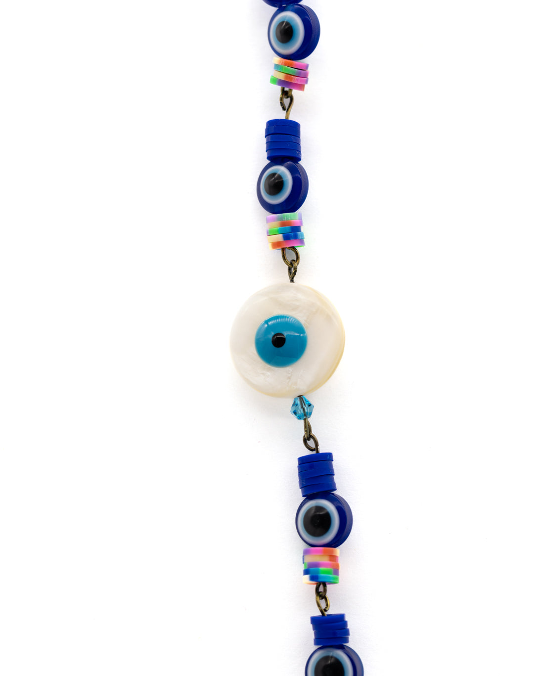 Mystique Luxe: Gold-Silver Eyewear Chain with Evil Eye Charms & Purple Gemstones