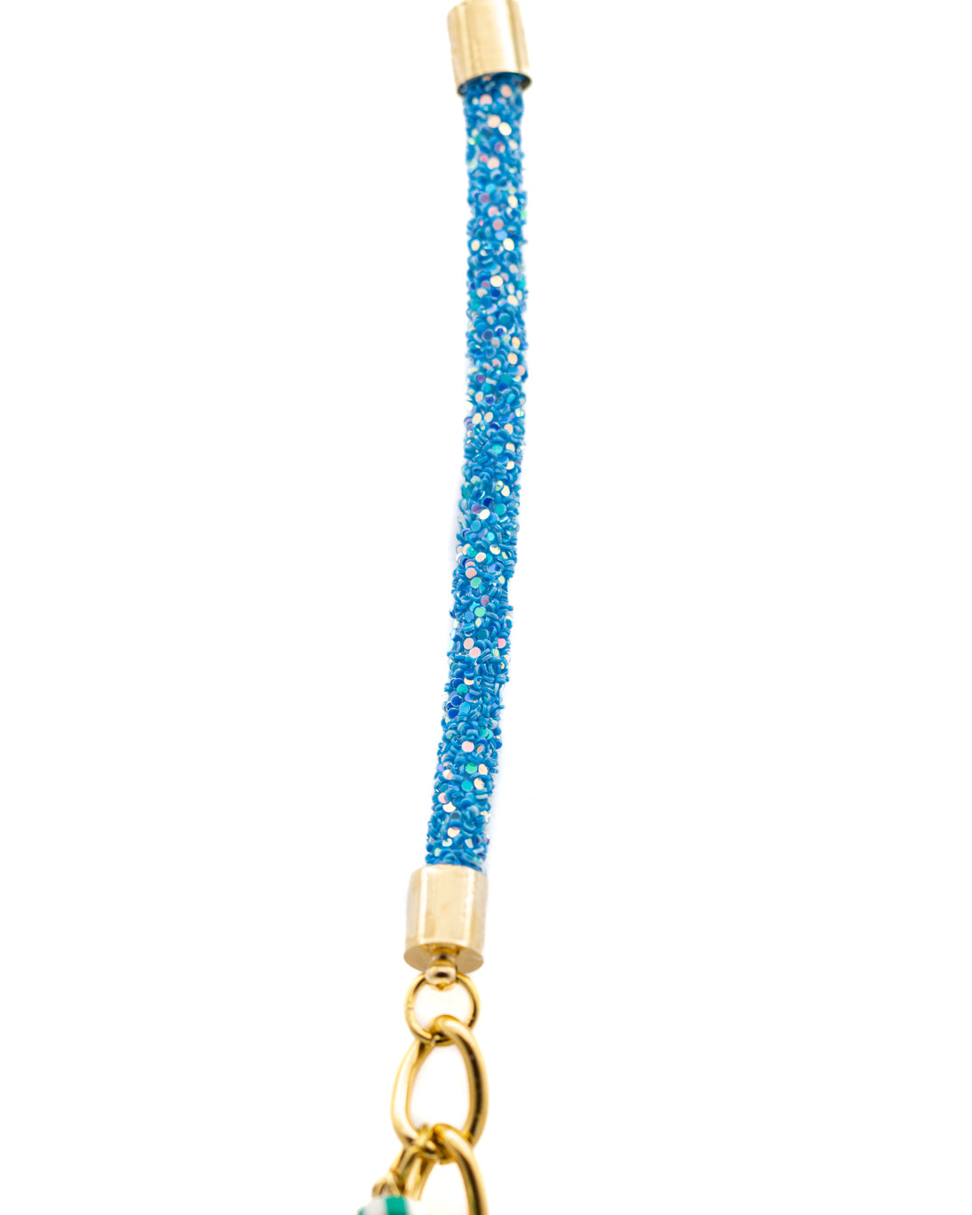 Ocean-Inspired Stainless Steel Eyewear Chain with Sparkling Blue Rods and Scallop Shells