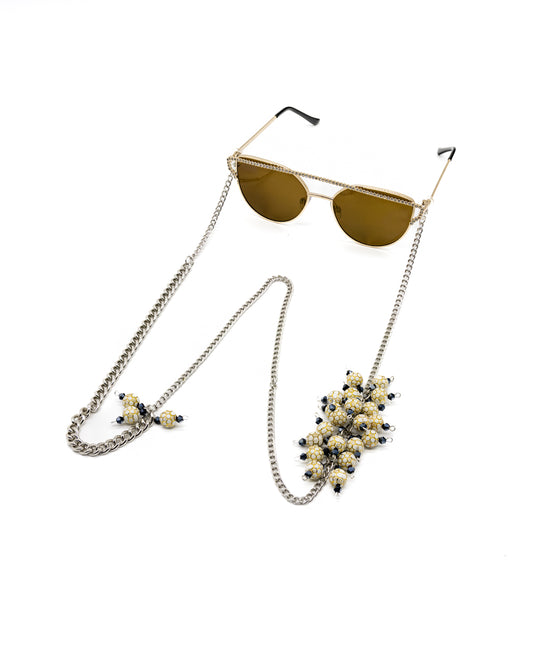 Elegant Pearls & Crystals Stainless Steel Eyewear Chain for Women