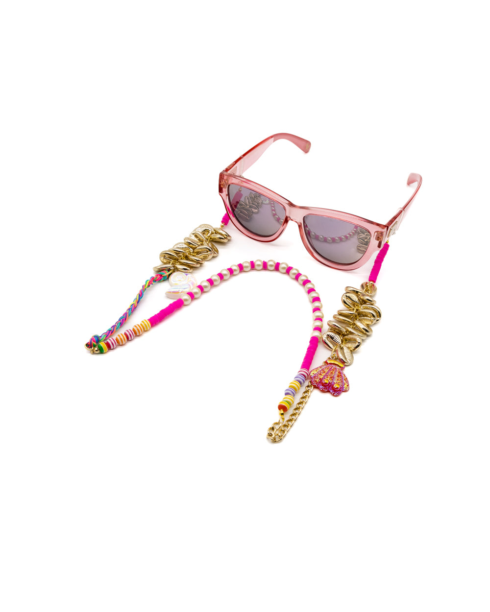 Pink Luxe Eyewear Casual Chain with Gold Coffee Bean Charms for Women