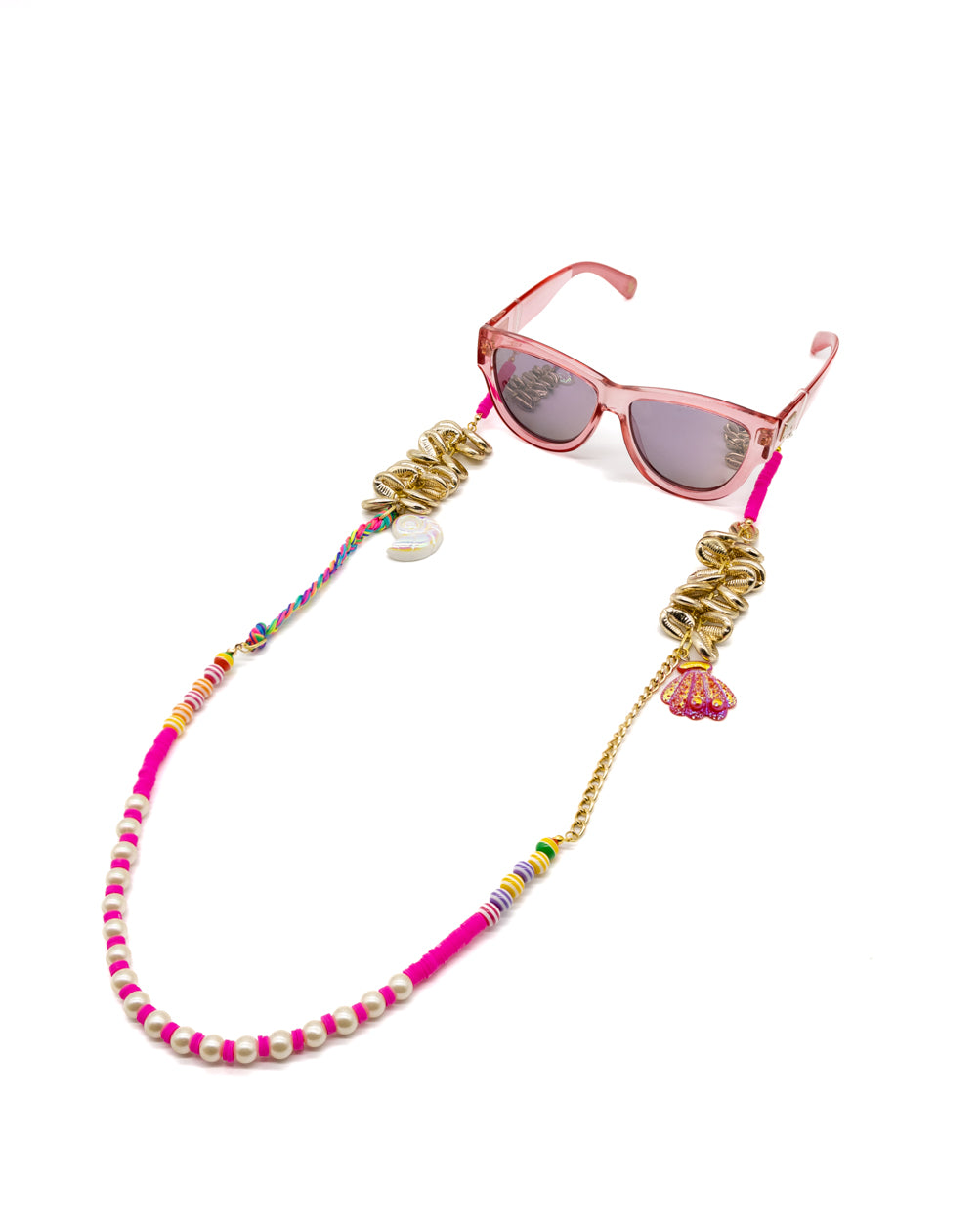 Pink Luxe Eyewear Casual Chain with Gold Coffee Bean Charms for Women