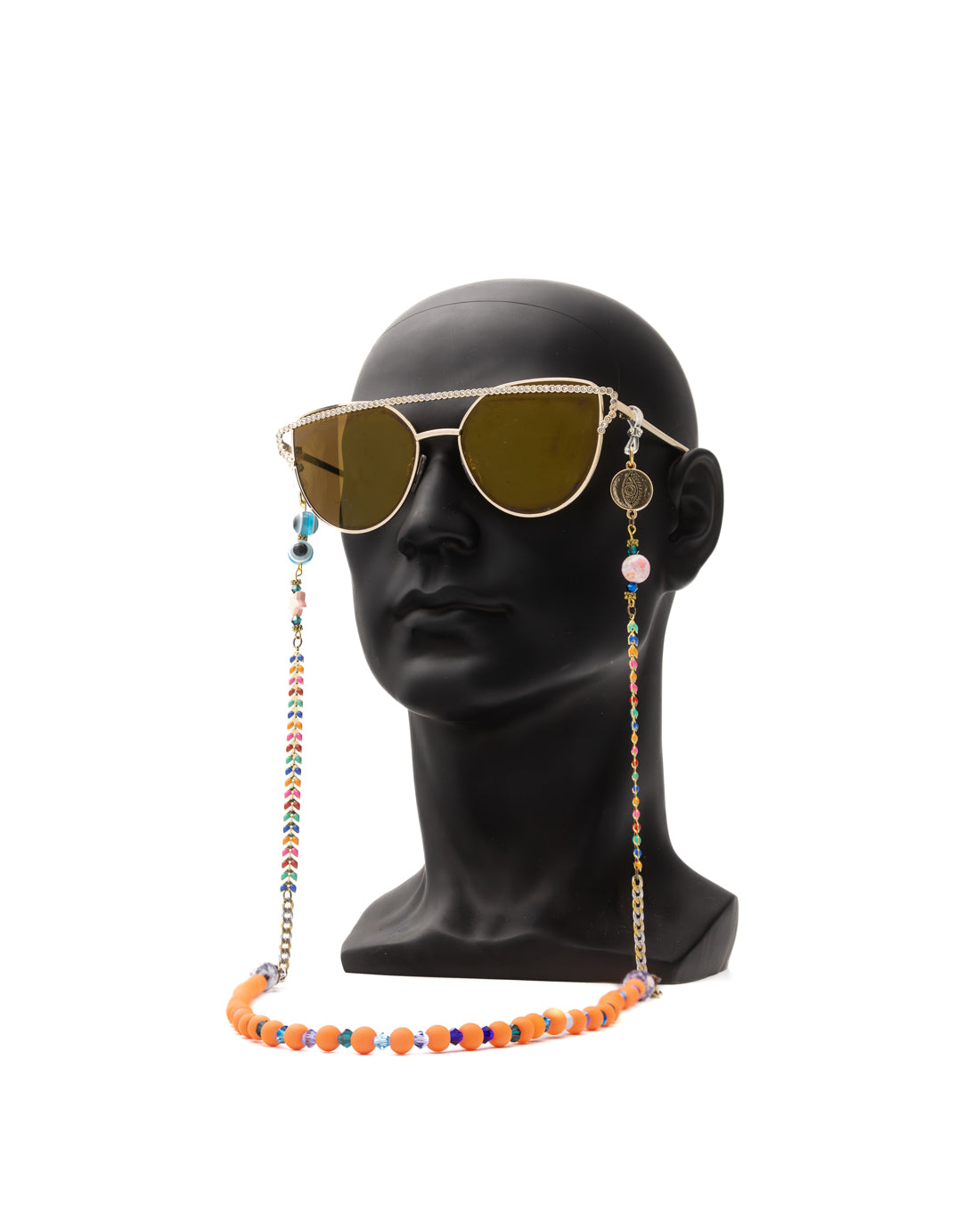 Sunlit Orange Pearls: Unique Handmade Eyewear Chain for Women