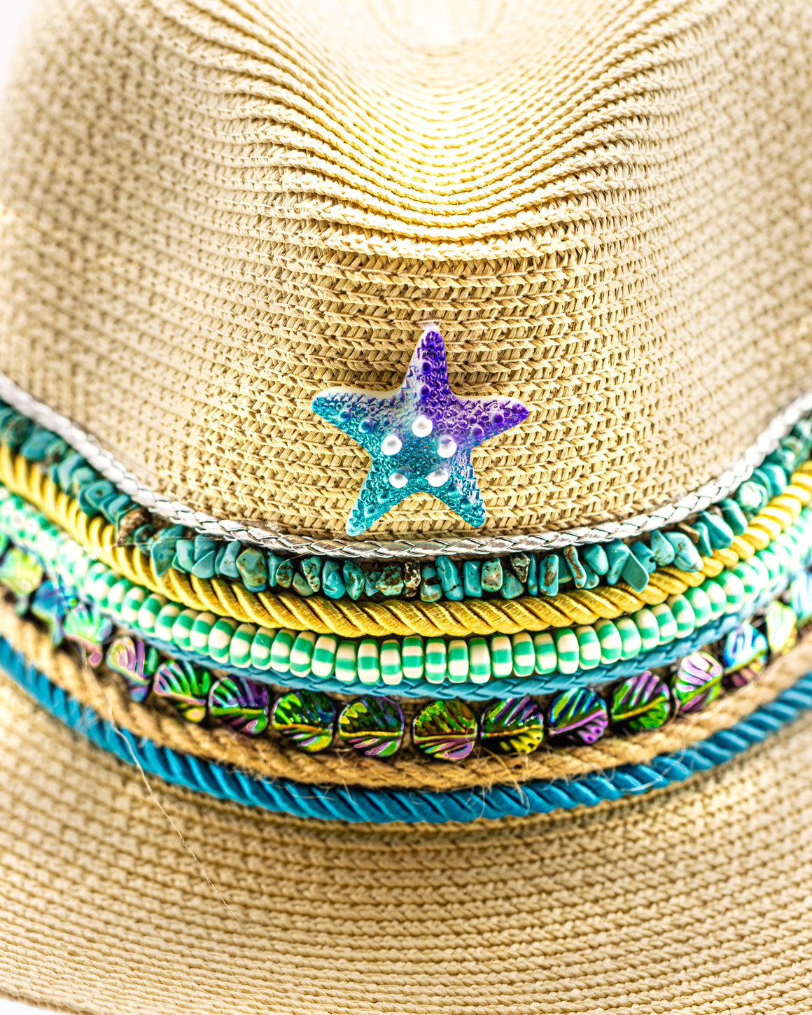 Summer Elegance: 14-inch Beaded Brim Hat