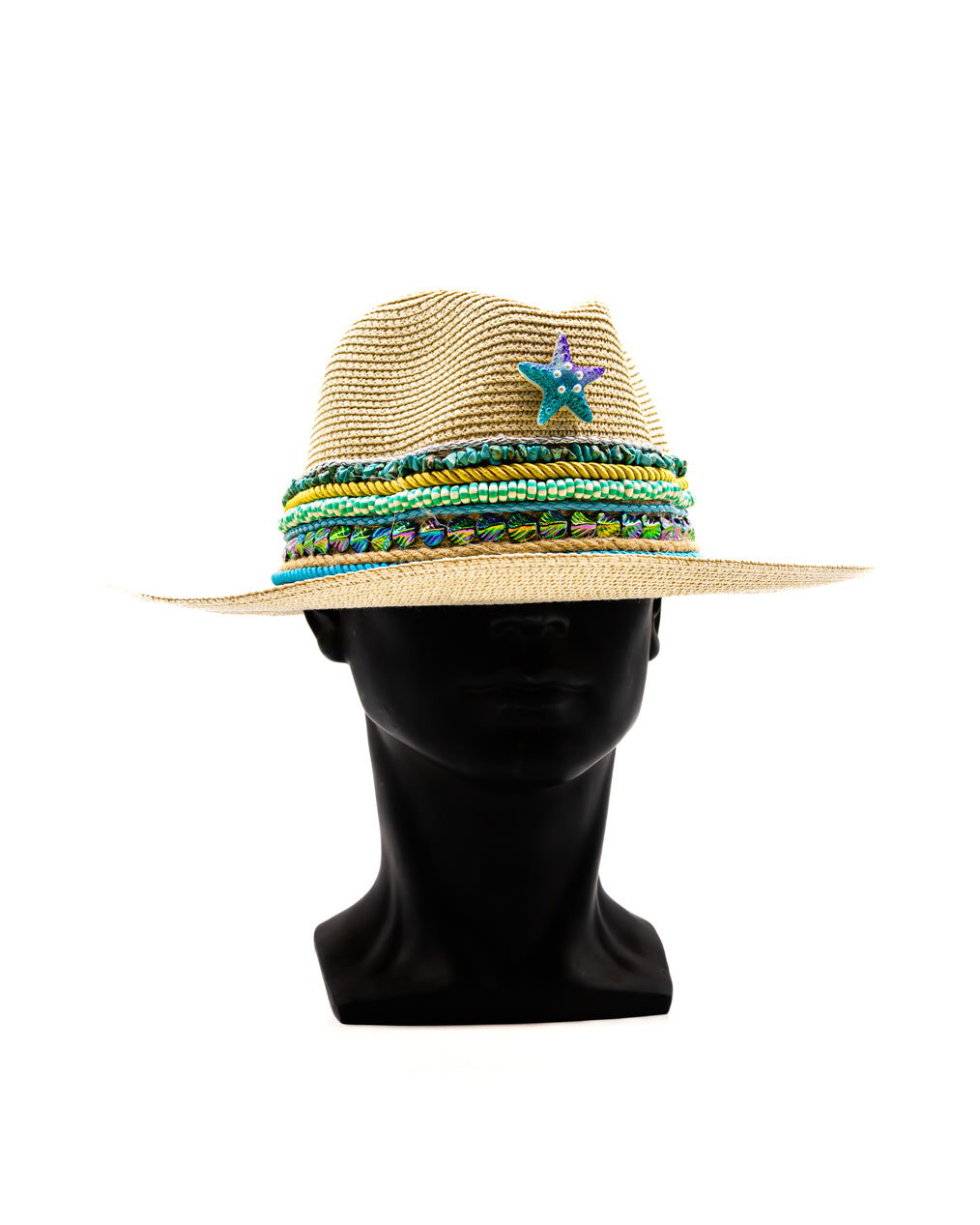 Summer Elegance: 14-inch Beaded Brim Hat