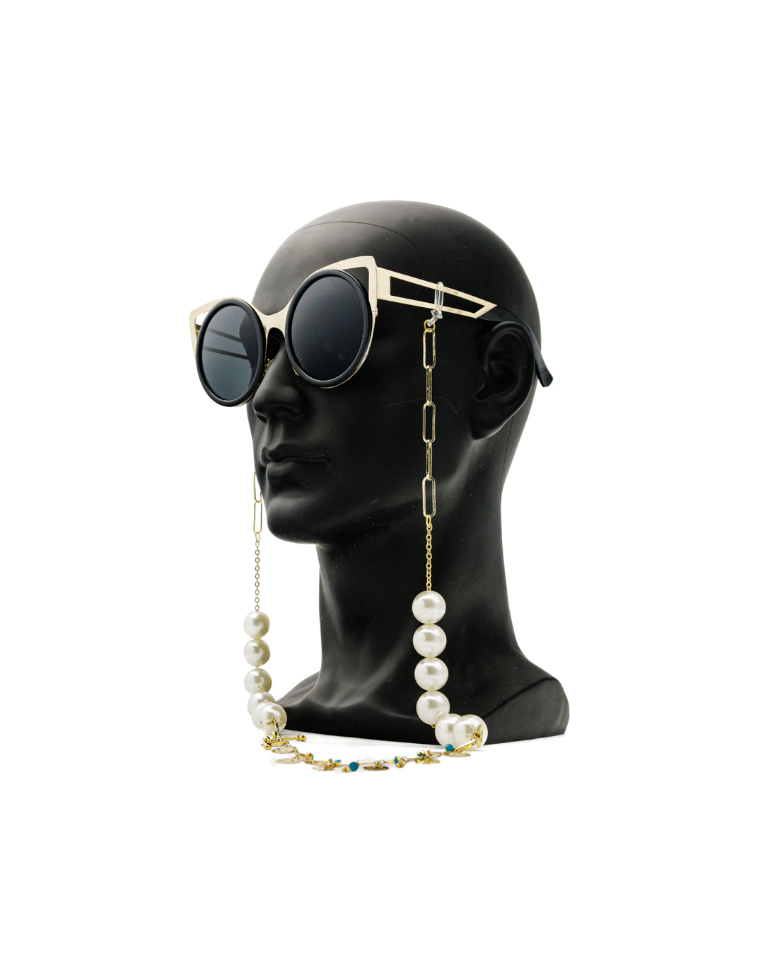 Elegant Gold and Pearl Sunglasses Stainless Steel Chain for Women