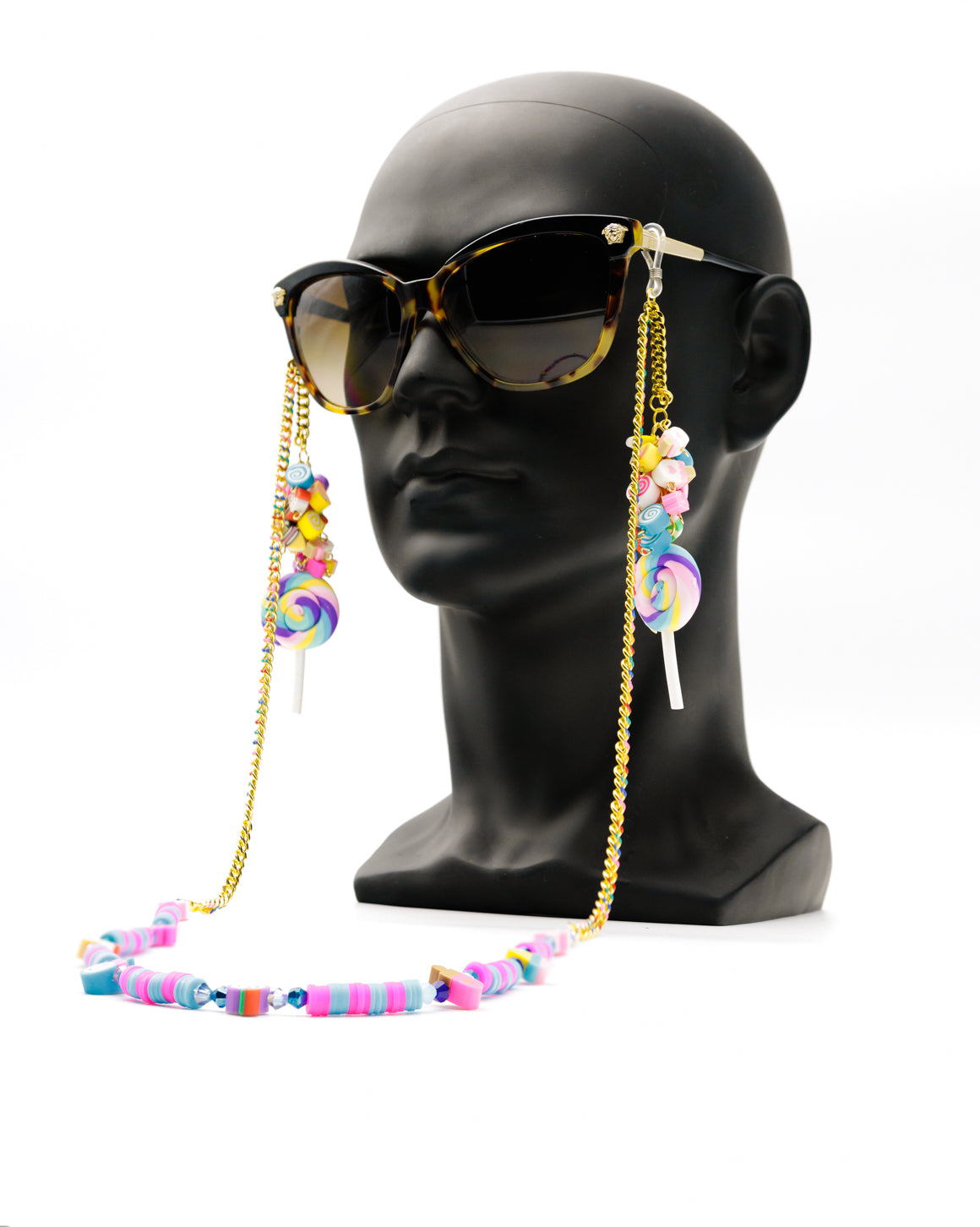 Casual Handmade Lollipop sunglasses Stainless steel chain for Women