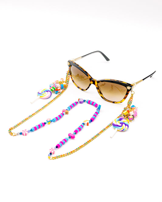 Casual Handmade Lollipop sunglasses Stainless steel chain for Women